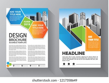Brochure template layout, cover design annual report, magazine, flyer or booklet in A4 with blue geometric shapes on polygonal background