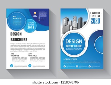 Brochure template layout, cover design annual report, magazine, flyer or booklet in A4 with blue geometric shapes on polygonal background