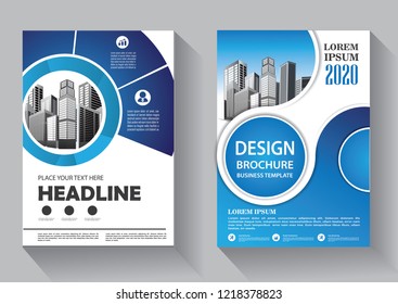 Brochure template layout, cover design annual report, magazine, flyer or booklet in A4 with blue geometric shapes on polygonal background