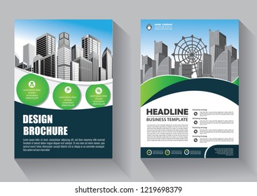 Brochure template layout, cover design annual report, magazine, flyer or booklet in A4 with blue geometric shapes on polygonal background