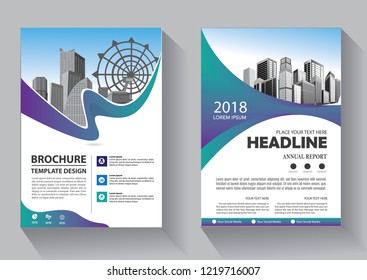 Brochure template layout, cover design annual report, magazine, flyer or booklet in A4 with blue geometric shapes on polygonal background