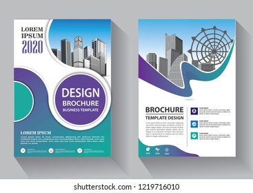 Brochure template layout, cover design annual report, magazine, flyer or booklet in A4 with blue geometric shapes on polygonal background