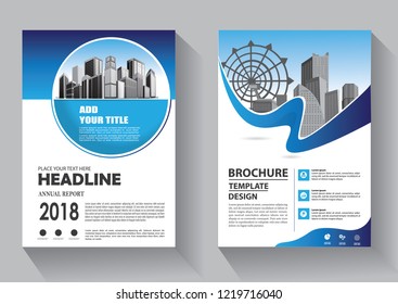Brochure template layout, cover design annual report, magazine, flyer or booklet in A4 with blue geometric shapes on polygonal background