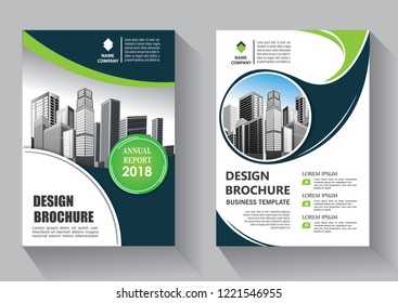 Brochure template layout, cover design annual report, magazine, flyer or booklet in A4 with green geometric shapes on polygonal background