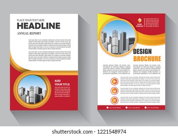 Brochure template layout, cover design annual report, magazine, flyer or booklet in A4 with red geometric shapes on polygonal background