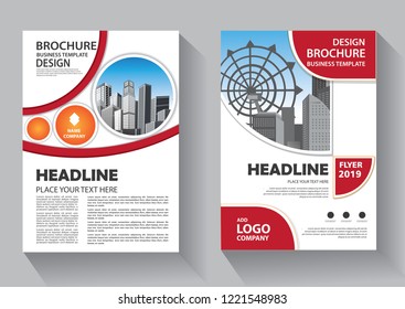 Brochure template layout, cover design annual report, magazine, flyer or booklet in A4 with red geometric shapes on polygonal background