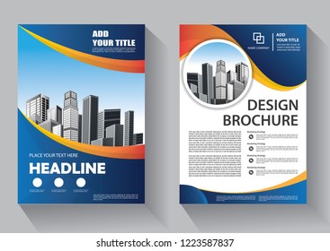 Brochure template layout, cover design annual report, magazine, flyer or booklet in A4 with blue geometric shapes on polygonal background