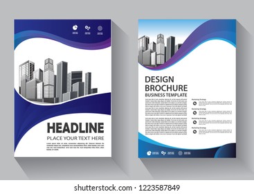 Brochure template layout, cover design annual report, magazine, flyer or booklet in A4 with blue geometric shapes on polygonal background