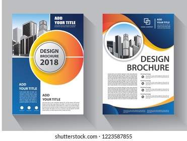 Brochure template layout, cover design annual report, magazine, flyer or booklet in A4 with blue geometric shapes on polygonal background