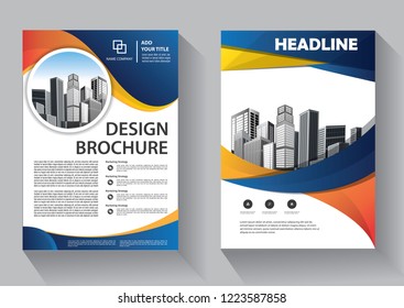 Brochure template layout, cover design annual report, magazine, flyer or booklet in A4 with blue geometric shapes on polygonal background