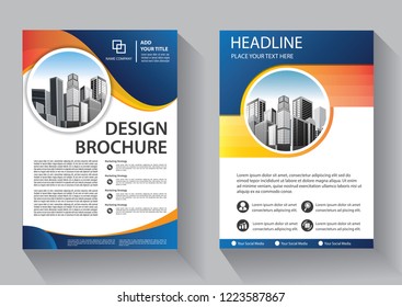Brochure template layout, cover design annual report, magazine, flyer or booklet in A4 with blue geometric shapes on polygonal background