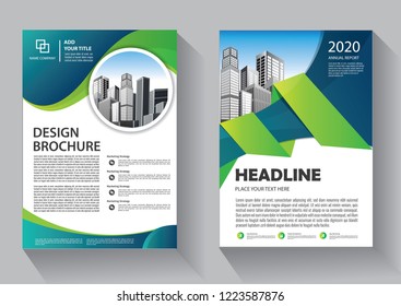 Brochure template layout, cover design annual report, magazine, flyer or booklet in A4 with blue geometric shapes on polygonal background