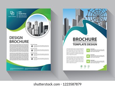 Brochure template layout, cover design annual report, magazine, flyer or booklet in A4 with blue geometric shapes on polygonal background