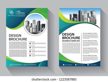 Brochure template layout, cover design annual report, magazine, flyer or booklet in A4 with blue geometric shapes on polygonal background