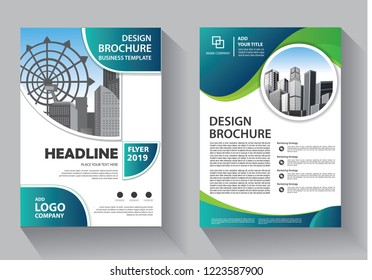 Brochure template layout, cover design annual report, magazine, flyer or booklet in A4 with blue geometric shapes on polygonal background
