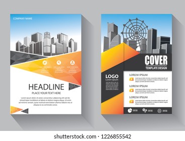 Brochure template layout, cover design annual report, magazine, flyer or booklet in A4 with blue geometric shapes on polygonal background