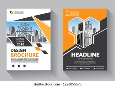 Brochure template layout, cover design annual report, magazine, flyer or booklet in A4 with blue geometric shapes on polygonal background