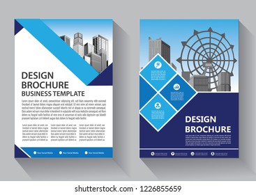 Brochure template layout, cover design annual report, magazine, flyer or booklet in A4 with blue geometric shapes on polygonal background