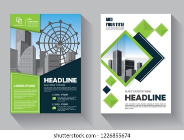 Brochure template layout, cover design annual report, magazine, flyer or booklet in A4 with blue geometric shapes on polygonal background
