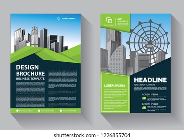 Brochure template layout, cover design annual report, magazine, flyer or booklet in A4 with blue geometric shapes on polygonal background