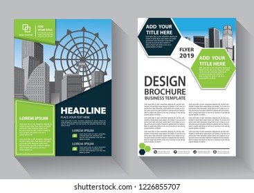 Brochure template layout, cover design annual report, magazine, flyer or booklet in A4 with blue geometric shapes on polygonal background
