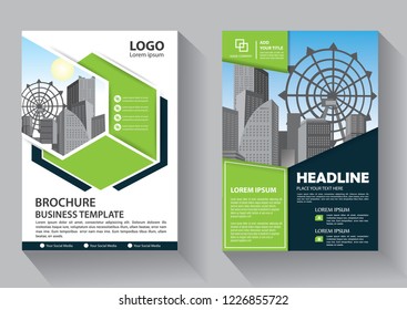 Brochure template layout, cover design annual report, magazine, flyer or booklet in A4 with blue geometric shapes on polygonal background