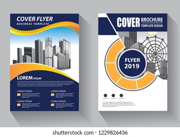 Brochure template layout, cover design annual report, magazine, flyer or booklet in A4 with blue geometric shapes on polygonal background