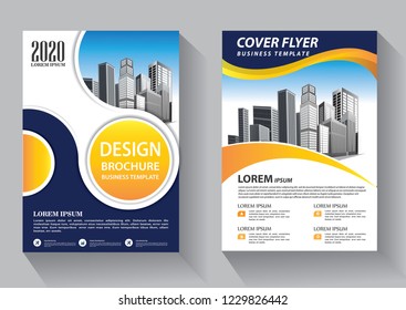 Brochure template layout, cover design annual report, magazine, flyer or booklet in A4 with blue geometric shapes on polygonal background