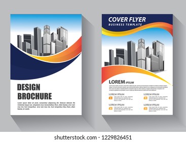 Brochure template layout, cover design annual report, magazine, flyer or booklet in A4 with blue geometric shapes on polygonal background
