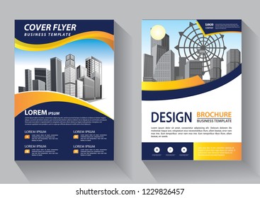 Brochure template layout, cover design annual report, magazine, flyer or booklet in A4 with blue geometric shapes on polygonal background