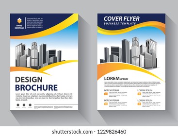 Brochure template layout, cover design annual report, magazine, flyer or booklet in A4 with blue geometric shapes on polygonal background