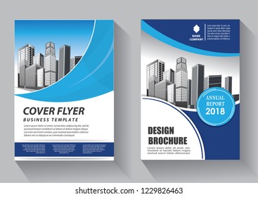 Brochure template layout, cover design annual report, magazine, flyer or booklet in A4 with blue geometric shapes on polygonal background