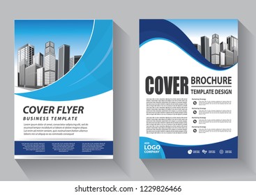 Brochure template layout, cover design annual report, magazine, flyer or booklet in A4 with blue geometric shapes on polygonal background