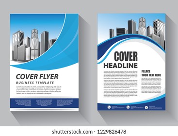 Brochure template layout, cover design annual report, magazine, flyer or booklet in A4 with blue geometric shapes on polygonal background