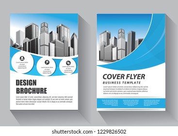 Brochure template layout, cover design annual report, magazine, flyer or booklet in A4 with blue geometric shapes on polygonal background
