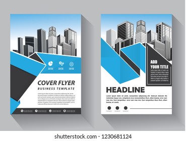 Brochure template layout, cover design annual report, magazine, flyer or booklet in A4 with blue geometric shapes on polygonal background