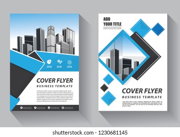 Brochure template layout, cover design annual report, magazine, flyer or booklet in A4 with blue geometric shapes on polygonal background