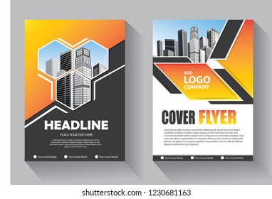 Brochure template layout, cover design annual report, magazine, flyer or booklet in A4 with blue geometric shapes on polygonal background