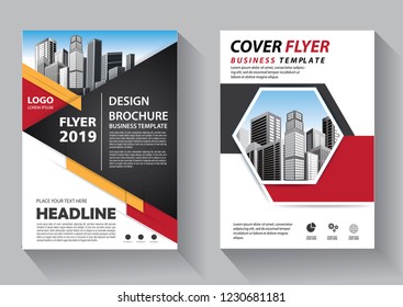 Brochure template layout, cover design annual report, magazine, flyer or booklet in A4 with blue geometric shapes on polygonal background