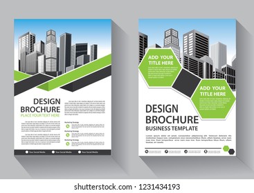 Brochure template layout, cover design annual report, magazine, flyer or booklet in A4 with green geometric shapes on polygonal background
