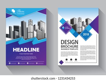 Brochure template layout, cover design annual report, magazine, flyer or booklet in A4 with blue geometric shapes on polygonal background