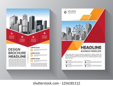 Brochure template layout, cover design annual report, magazine, flyer or booklet in A4 with red geometric shapes on polygonal background