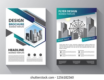 Brochure template layout, cover design annual report, magazine, flyer or booklet in A4 with blue geometric shapes on polygonal background