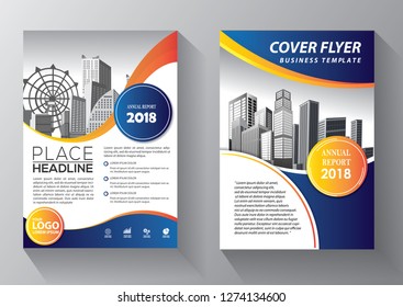 Brochure template layout, cover design annual report, magazine, flyer or booklet in A4 with blue geometric shapes on polygonal background