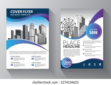 Brochure template layout, cover design annual report, magazine, flyer or booklet in A4 with blue geometric shapes on polygonal background