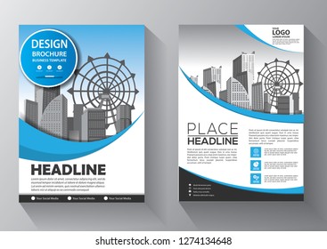 Brochure template layout, cover design annual report, magazine, flyer or booklet in A4 with blue geometric shapes on polygonal background