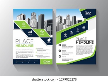 Brochure template layout, cover design annual report, magazine, flyer or booklet in A4 with blue geometric shapes on polygonal background