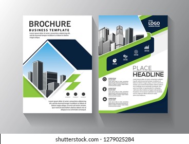 Brochure template layout, cover design annual report, magazine, flyer or booklet in A4 with blue geometric shapes on polygonal background