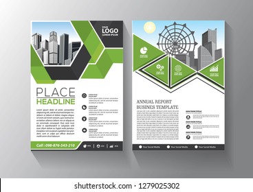 Brochure template layout, cover design annual report, magazine, flyer or booklet in A4 with blue geometric shapes on polygonal background