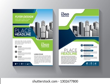 Brochure template layout, cover design annual report, magazine, flyer or booklet in A4 with blue geometric shapes on polygonal background - Vector